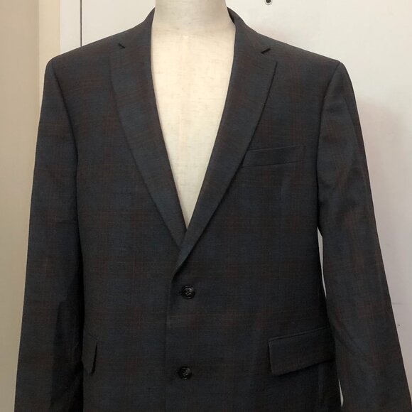 Tommy Hilfiger Men’s 48R Blue & Brown Wool Blazer Sport Coat Jacket